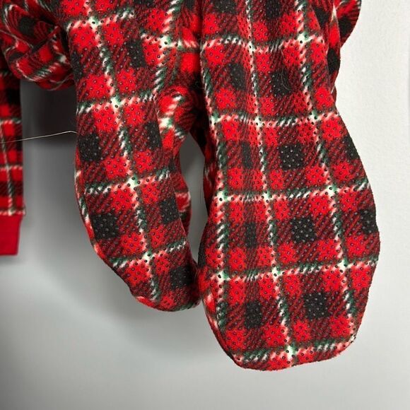 Lands End Kids Footed Pajamas Sz 12 Rich Red Field Check - Picture 5 of 6
